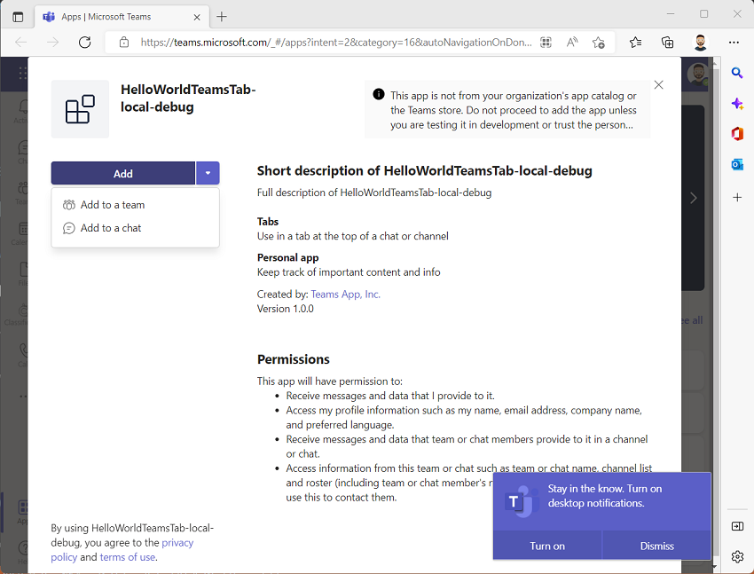 Teams Toolkit for Creating Microsoft Teams Tab